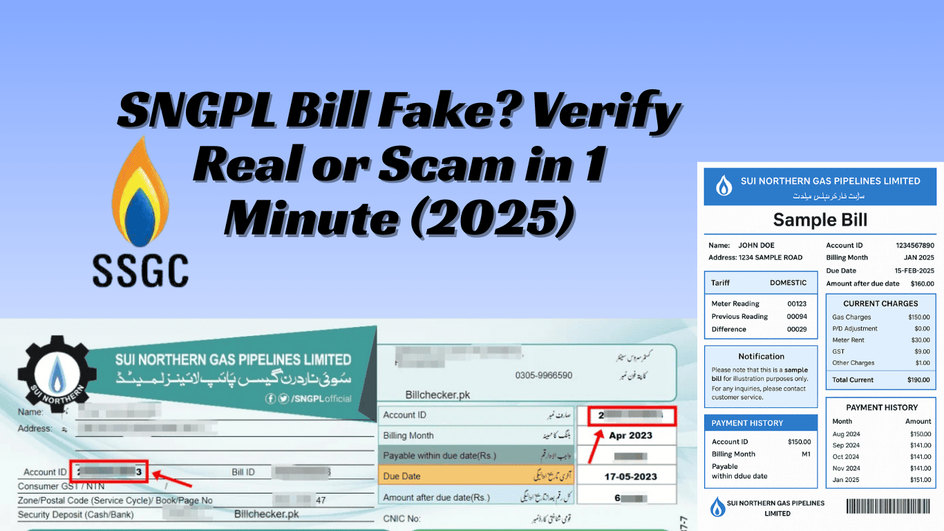 SNGPL Bill Fake? Verify Real or Scam in 1 Minute (2025)